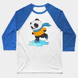 Panda at Ice skating with Ice skates & Scarf Baseball T-Shirt